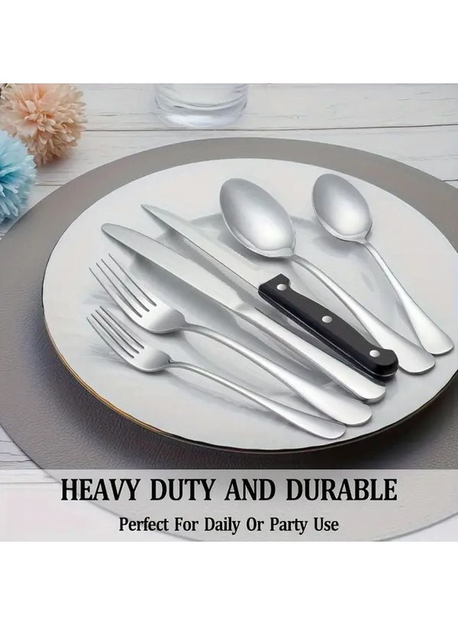 24 Piece Thickened Stainless Steel Cutlery Set Mirror Polished Dishwasher Safe - Image 2